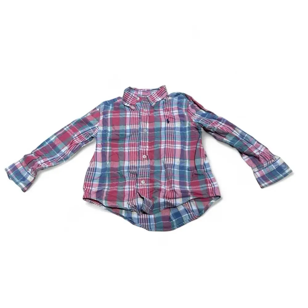 Ralph Lauren Boys Toddler Plaid Button Down Shirt Size 3/3T